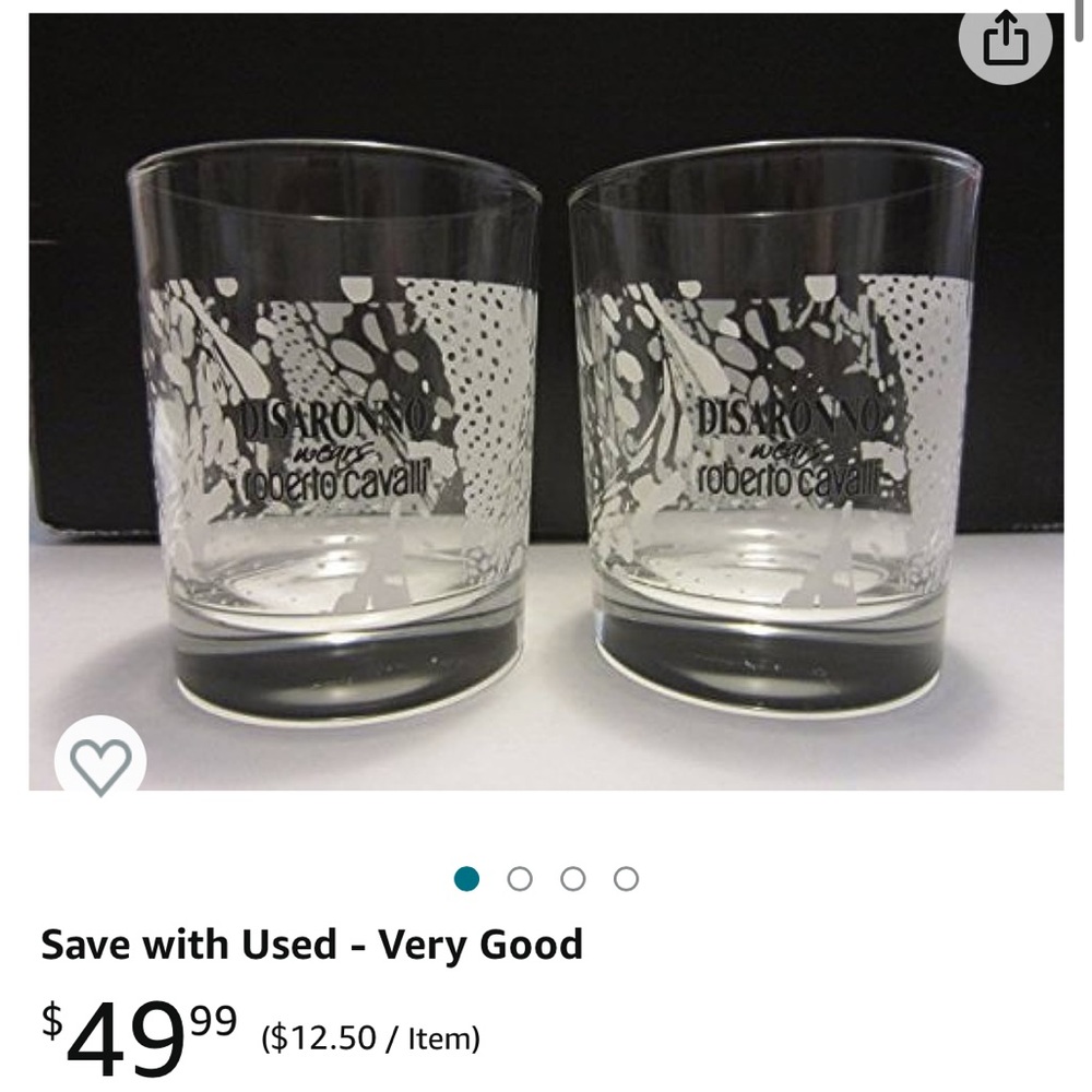 Roberto Cavalli Set of 3 Disaronno Italian Liqueur Exotic Print Rocks Glasses